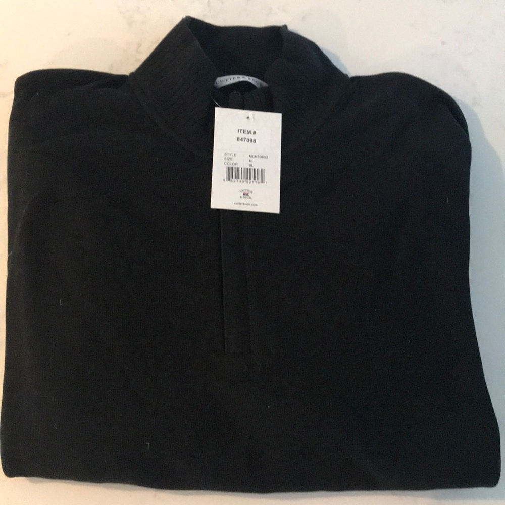 Cutter & Buck Black Cotton Quarter-Zip Sweater